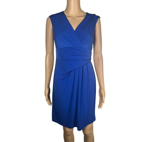 Calvin Klein Women's Cobalt Blue V-Neck Sleeveless Wrap Knit Dress Size … - Picture 1 of 6